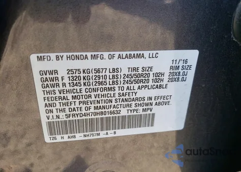 2017 Acura Mdx z USA, uszkodzony, nr VIN 5FRYD4H70HB016632